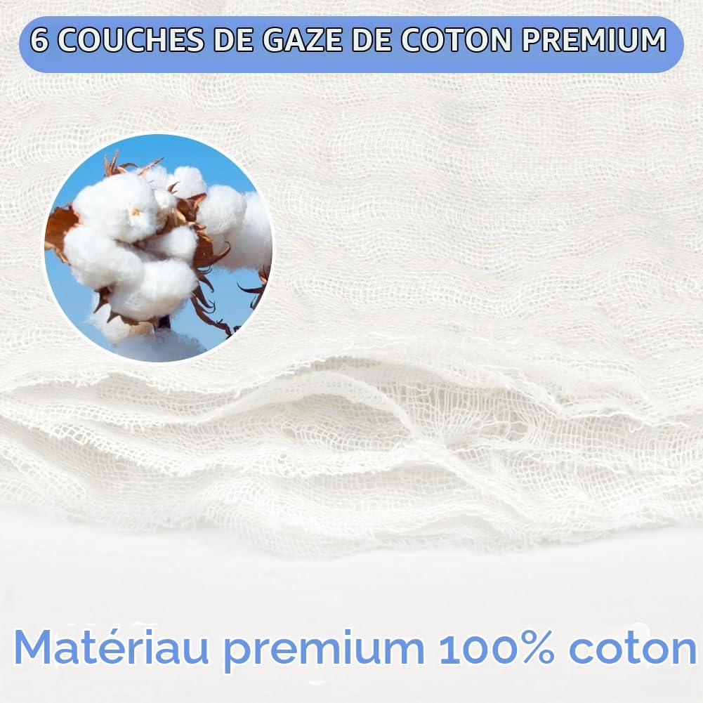 Detalle de Aolso EUV8-CBFJ-FBA katoenen babywashandjes, 8 stuks, 30 x 30 cm, wit