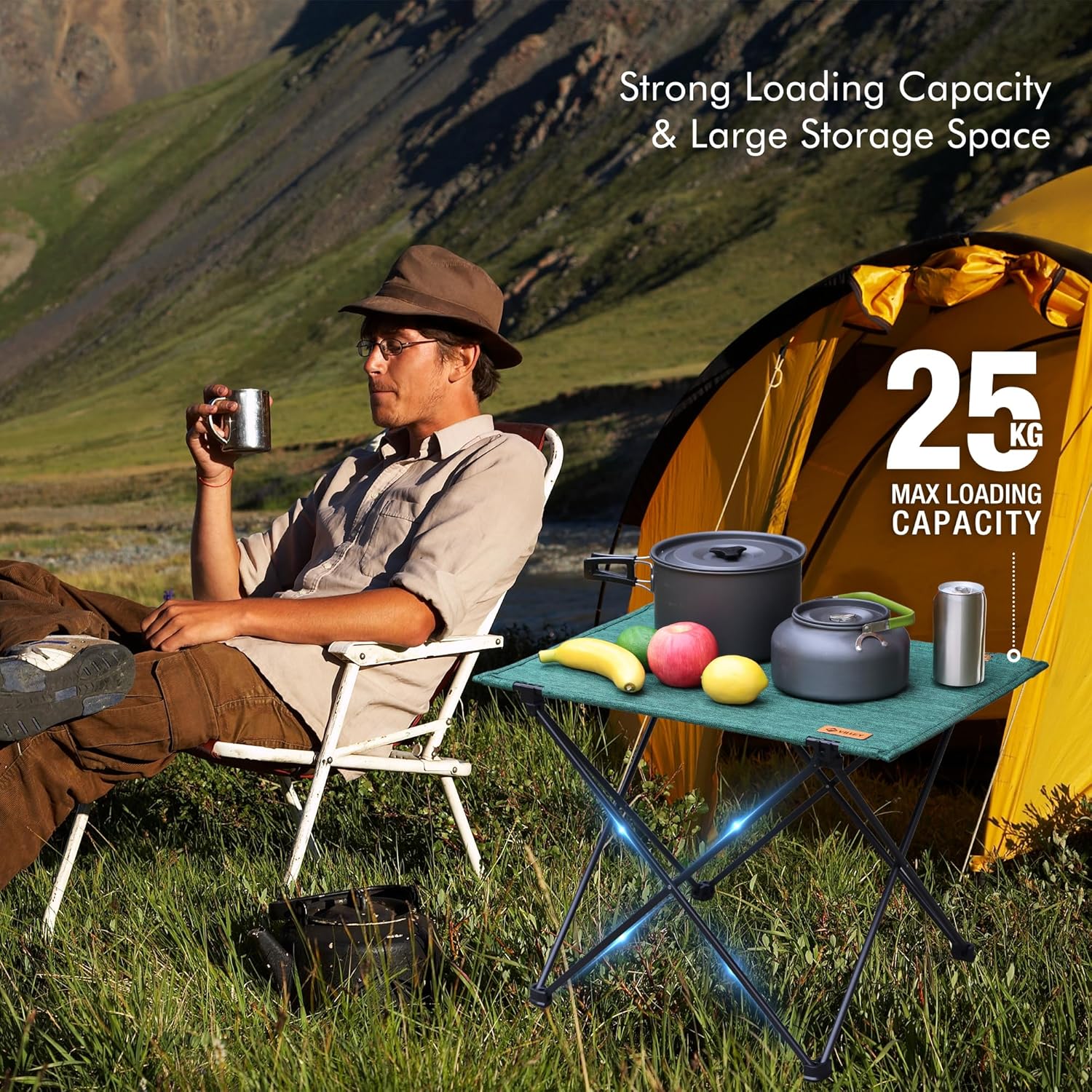 Detalle 1 de VILLEY Folding Camping Table 56.5 x 41.5 x 41 cm and Carry Bag 🟢