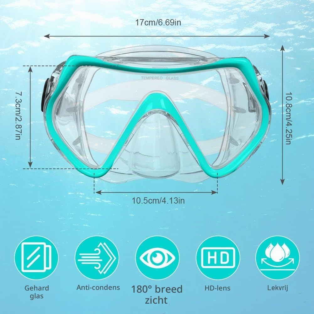 Thumbnail 1 de AOOSA snorkelmasker met gehard glas en 180° panoramisch zicht
