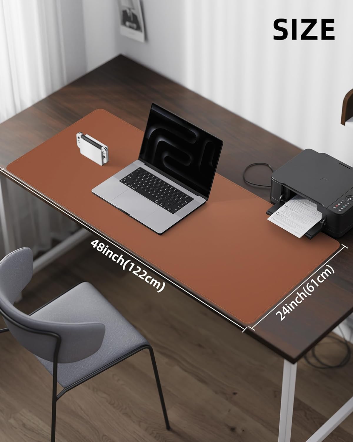 Detalle de Leather Desk Mat Protector 120 x 60 cm – Large PU Leather Desk Pad, Waterproof & Non-Slip