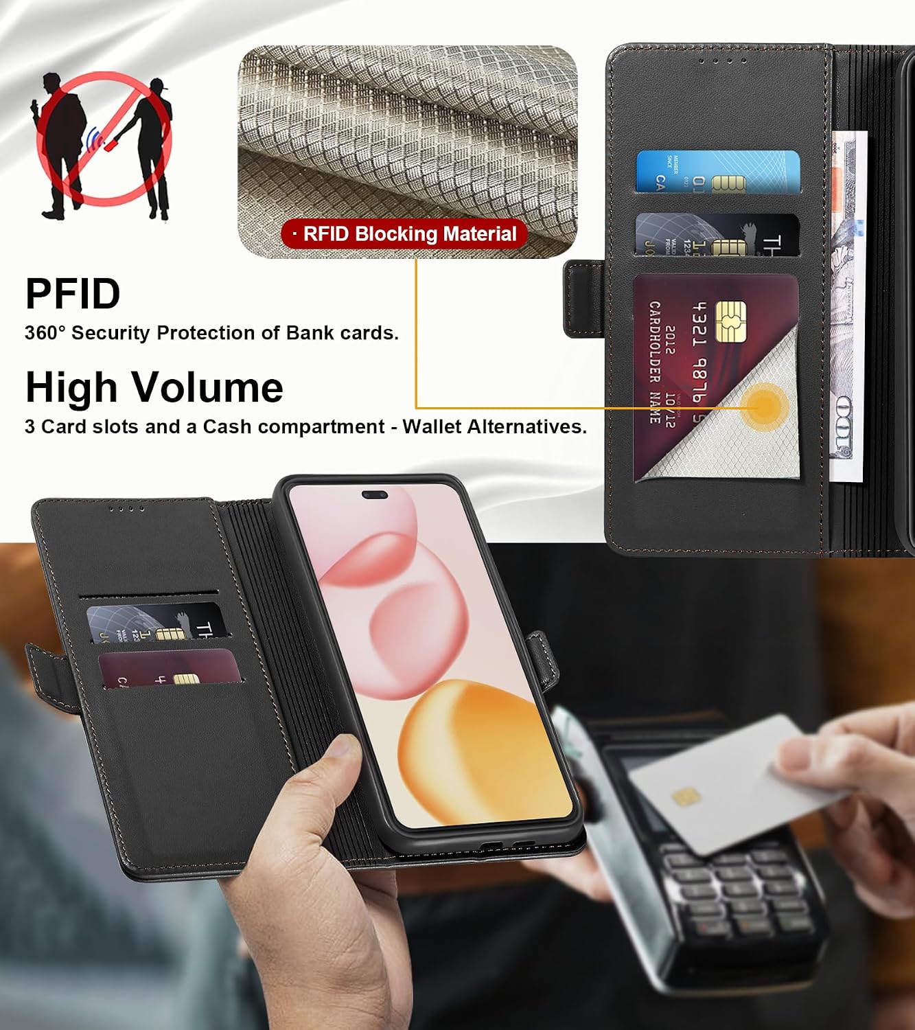 Detalle de Yunubeyii Honor 400 Pro flip case with RFID