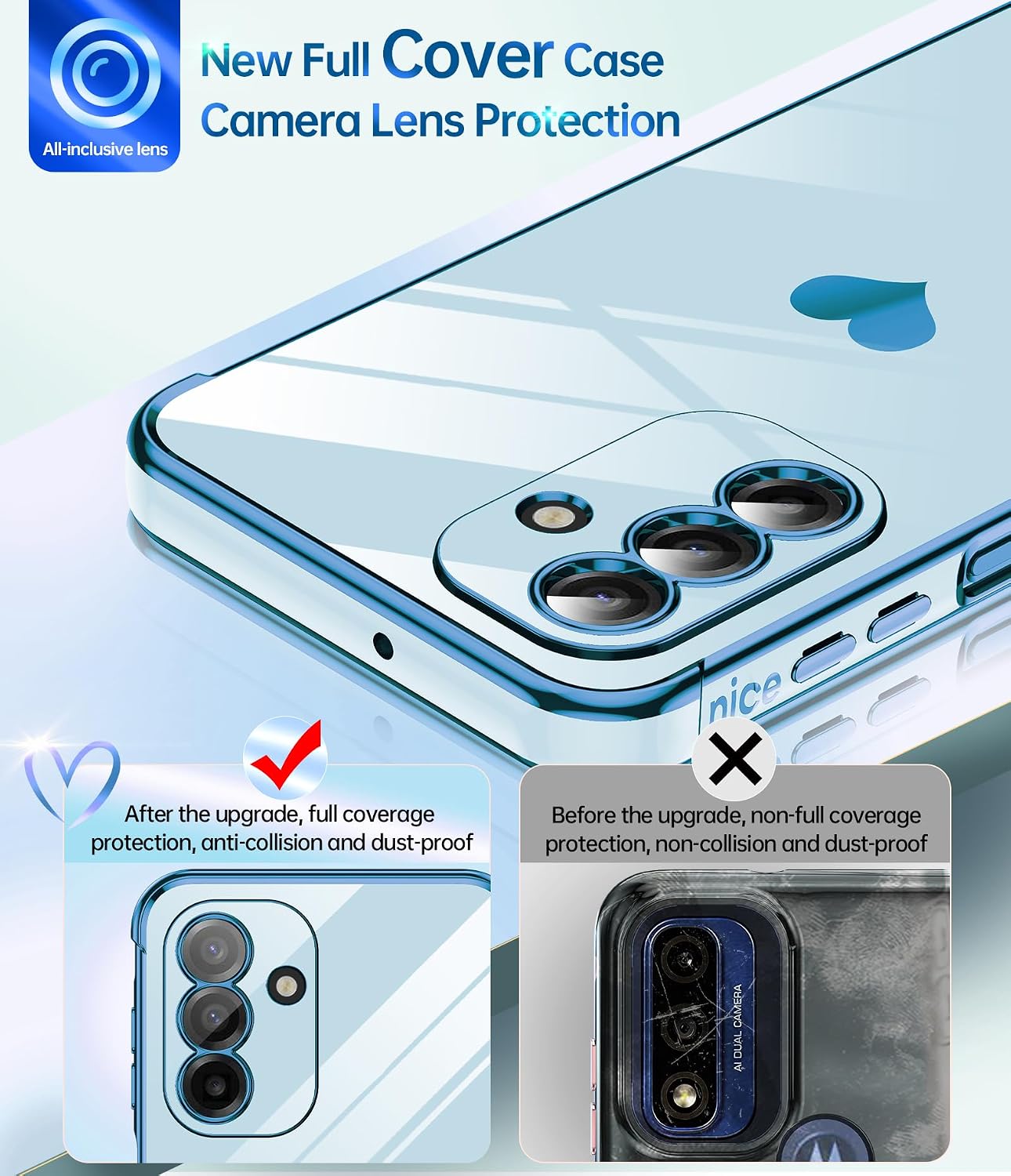 Detalle de LeYi Galaxy A17 Case with 2 Tempered Glass Screen Protectors – Blue
