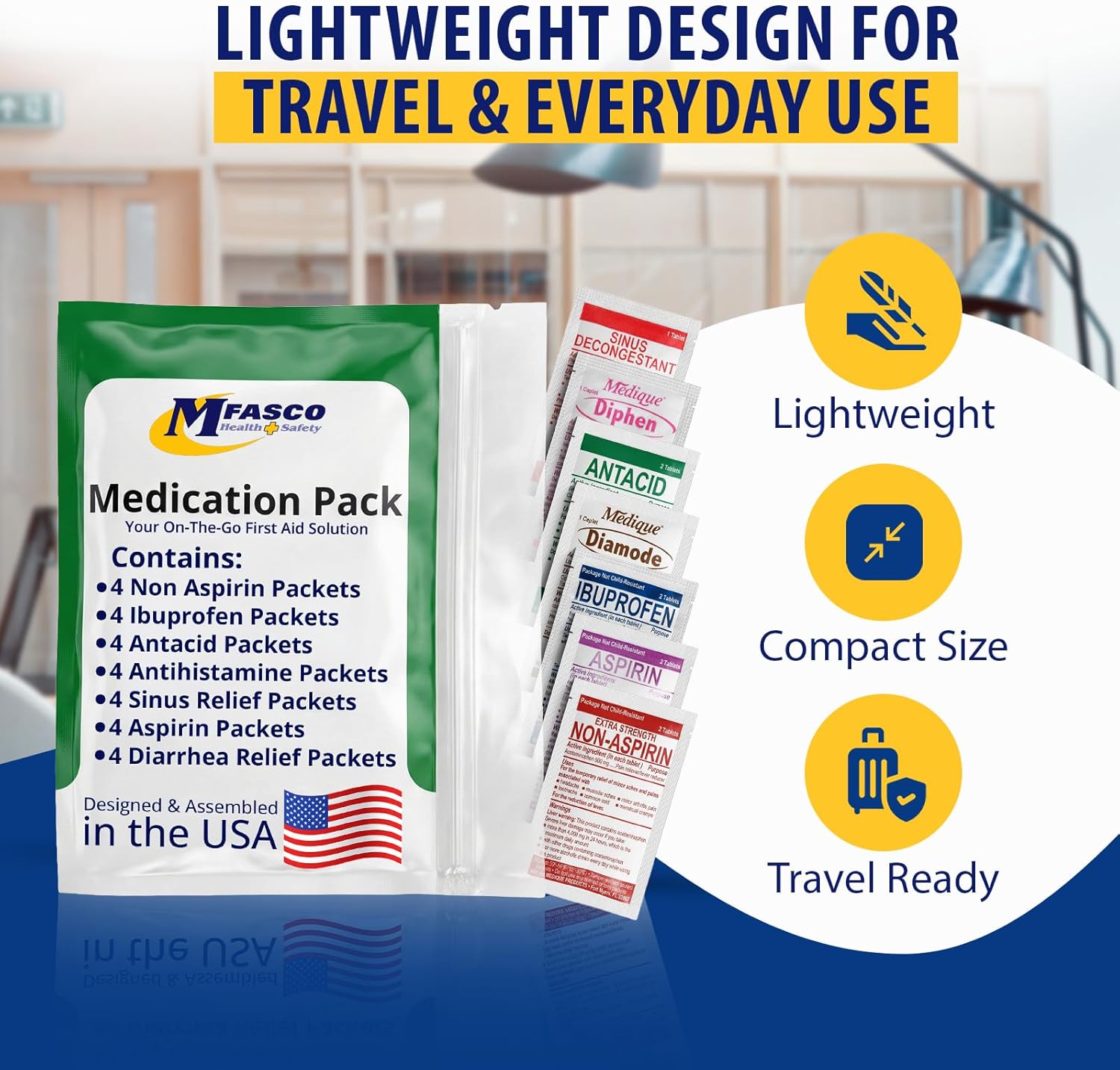Thumbnail 1 de MFASCO 7-in-1 Travel Size Medicine Kit (TSA Approved) — Compact OTC Refill Packets for Trips & Cruise Travel