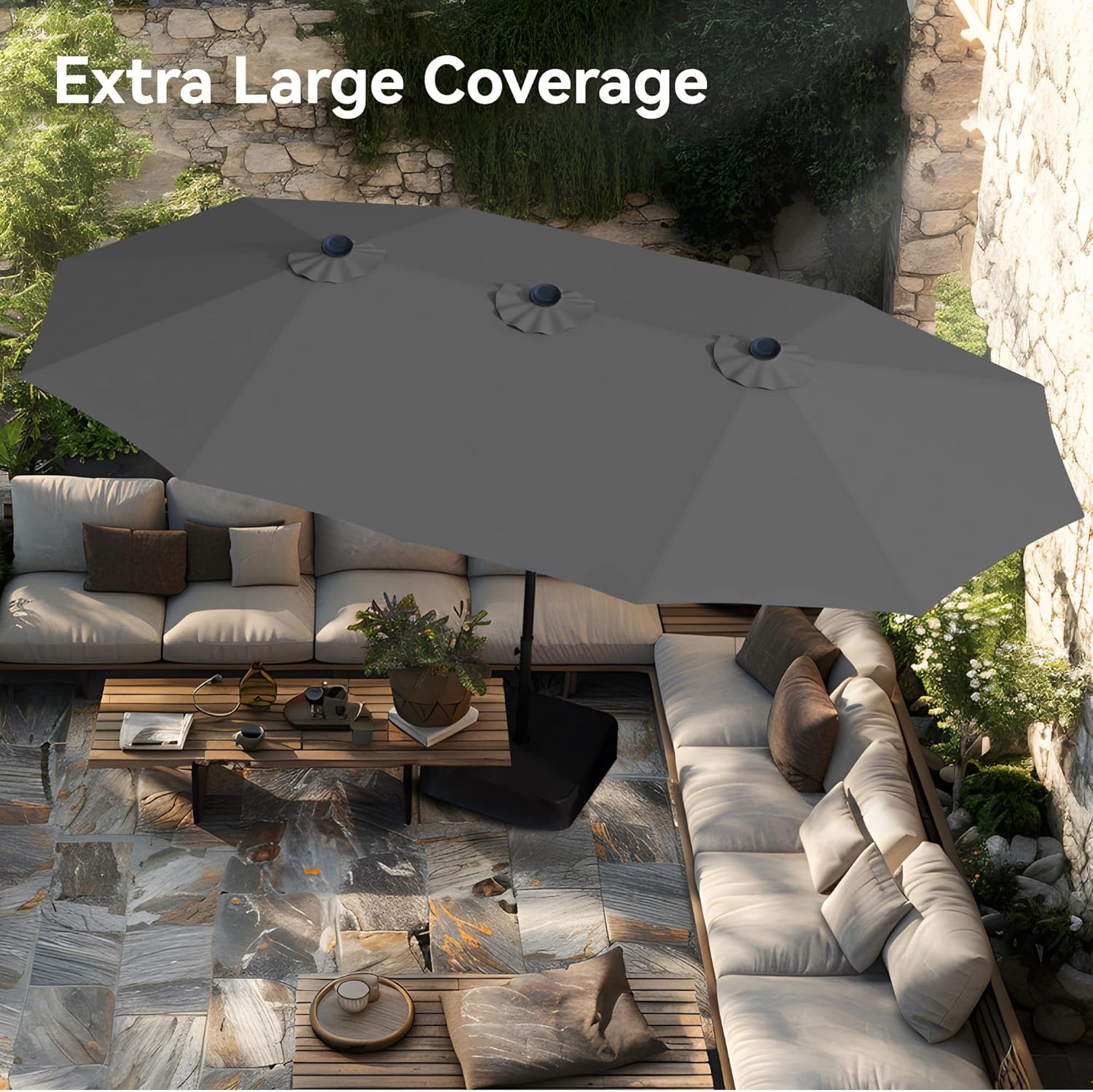Thumbnail 3 de PHI VILLA 4.5m x 2.7m Garden Parasol with Base and Crank