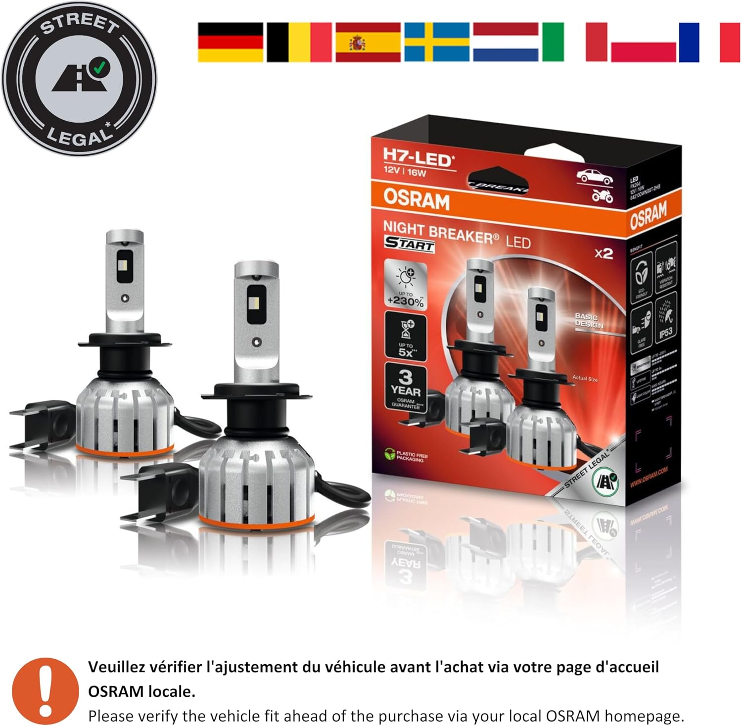 Thumbnail 1 de Osram NIGHT BREAKER LED START H7 : feux LED homologués pour route et croisement