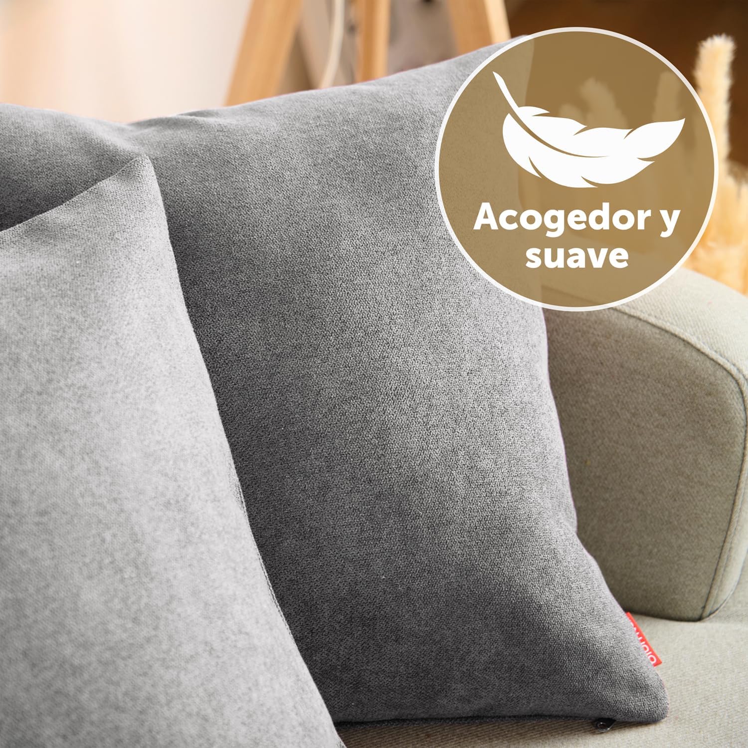 Detalle 2 de Blumtal Juego de 2 Fundas de Cojín Chenilla - Gris 🛋