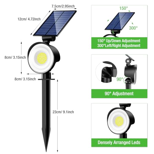 Detalle de nipify Spot Solaire Extérieur – Lot de 4, 53 LED, 3 Modes, Étanche et Réglable