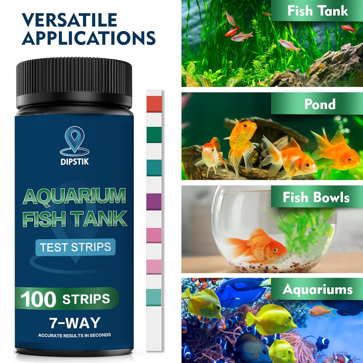 Detalle 2 de Aquarium Ammonia Test Strips 8-Way Fish Tank Test Kit (50 strips)