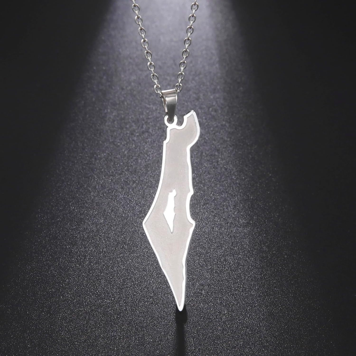 Detalle de EUEAVAN Palästina-Halskette mit Karten-Anhänger aus Edelstahl (Statement-Schmuck)