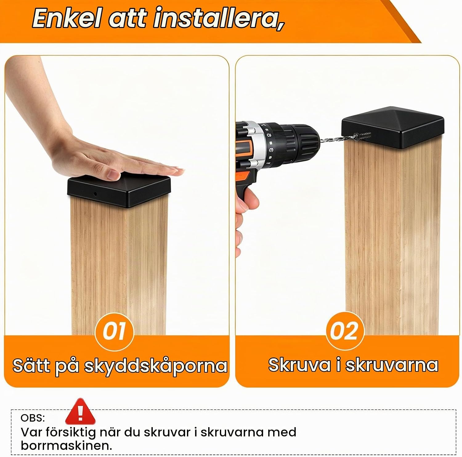 Detalle 2 de WUCHAITOO WCT-4 stolplock i svart pulverlackerat stål, 10 × 10 cm, 6-pack