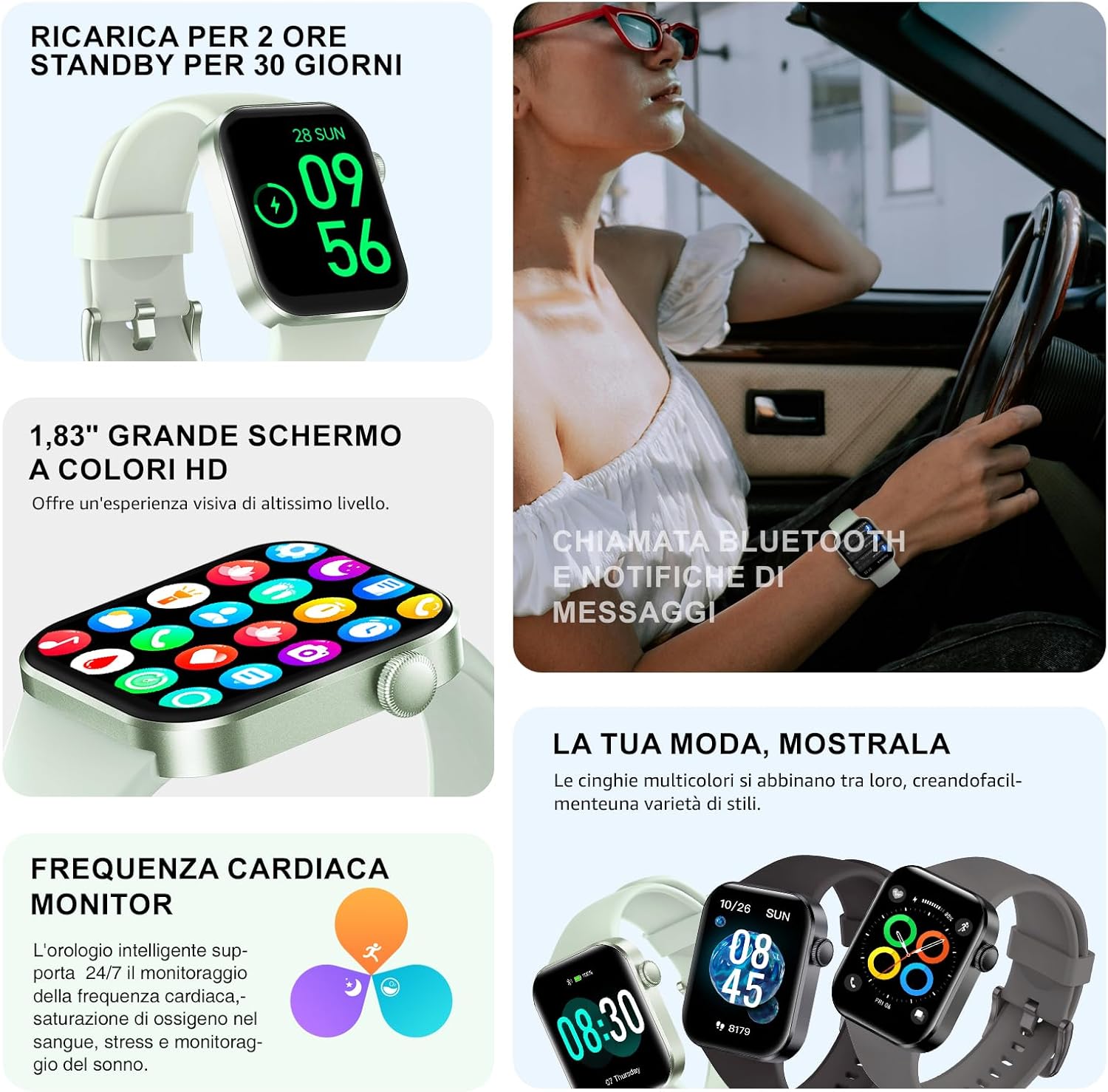 Thumbnail 3 de ASEEYIRJ Smartwatch P2 – 1.85", Telefono Bluetooth, 140 modalità sportive, IP68, cardiofrequenzimetro, SpO2 e autonomia fino a 14 giorni