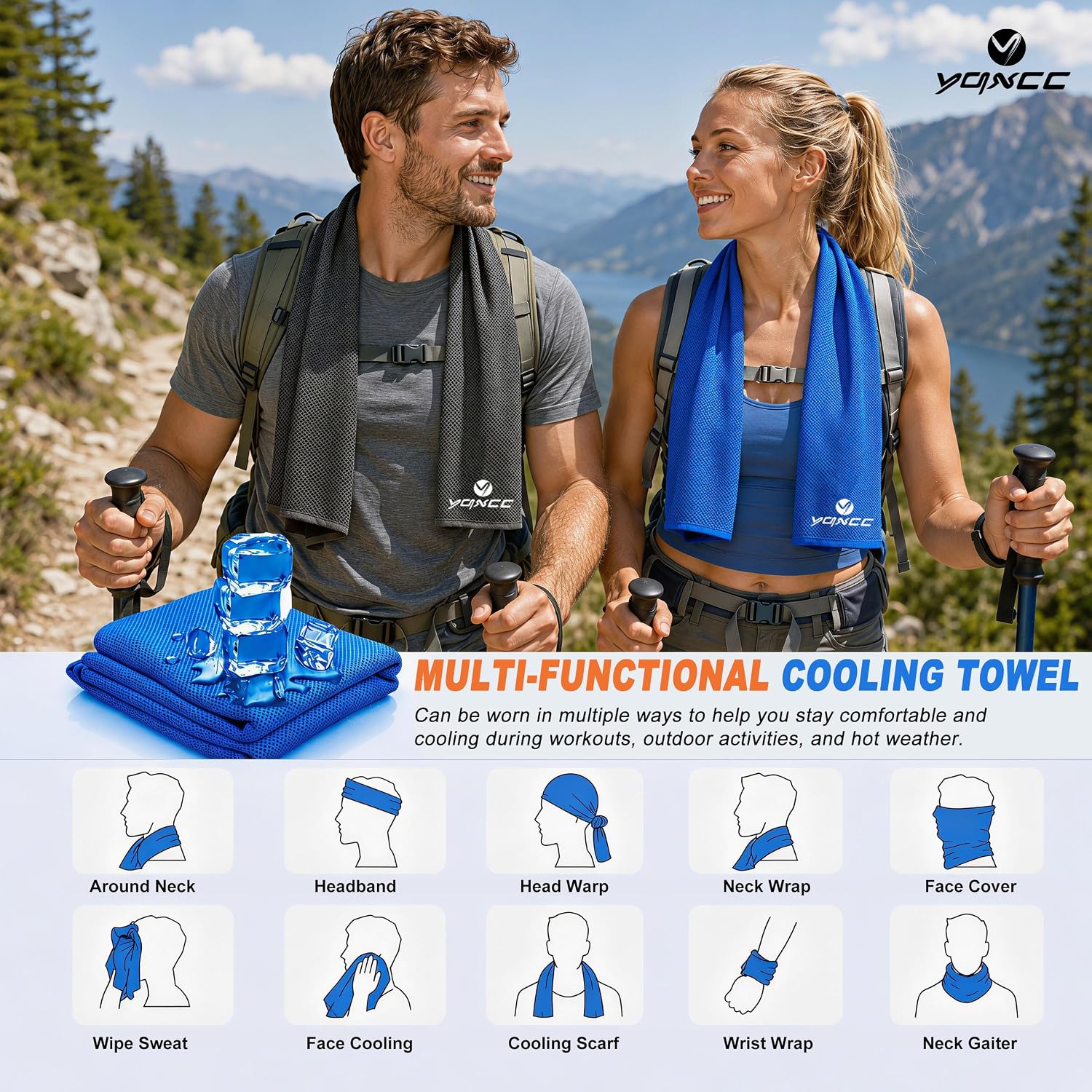 Detalle 2 de YQXCC CW1356 4-Pack Cooling Towels, 47" x 12" Microfiber Neck Wraps
