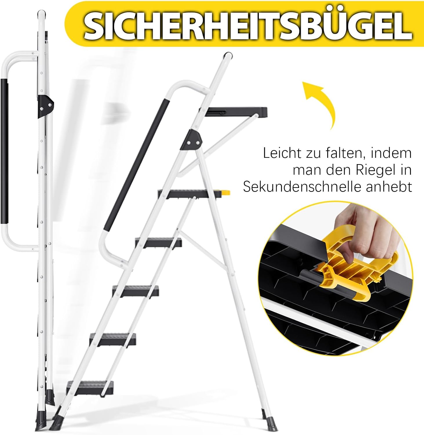 Thumbnail 5 de KINGRACK Trittleiter 5 Stufen klappbar mit Werkzeugtray