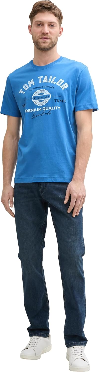 Thumbnail 1 de TOM TAILOR Herren T-Shirt aus Baumwolle mit Logo-Print (kurze Ärmel, Regular Fit)