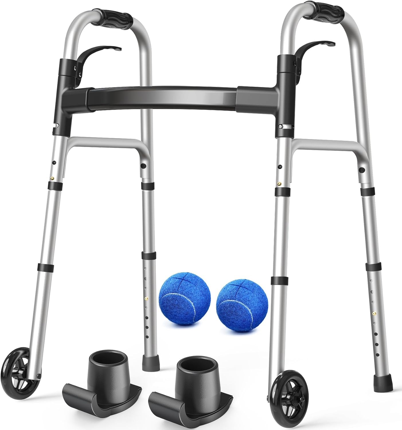 Thumbnail 6 de HolyHeal Folding Walker for Seniors with 2 Skis and 5" Wheels