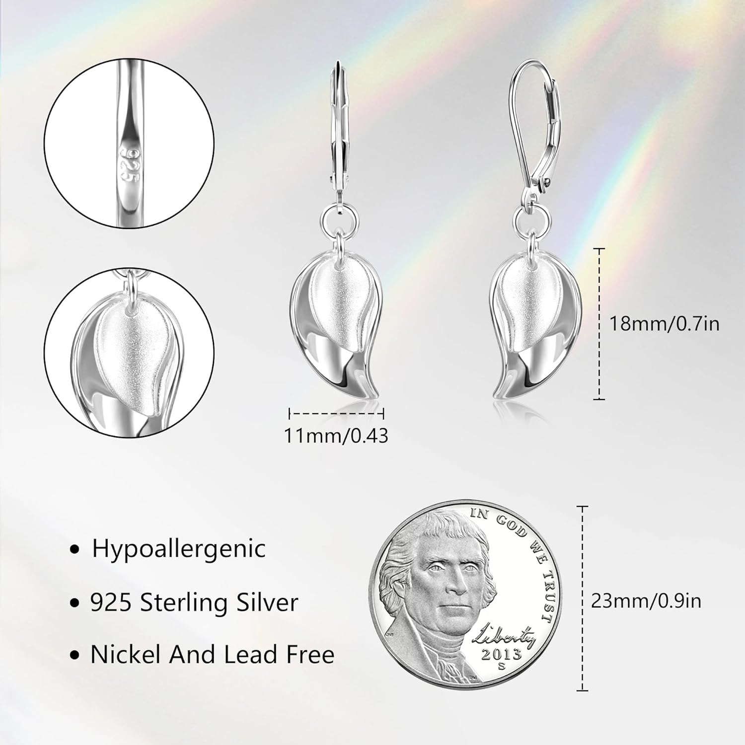 Thumbnail 3 de ASH'S CHOICE Silber 925 Ohrringe Hängend – Doppel Wassertropfen Creolen mit Anhänger, hypoallergen