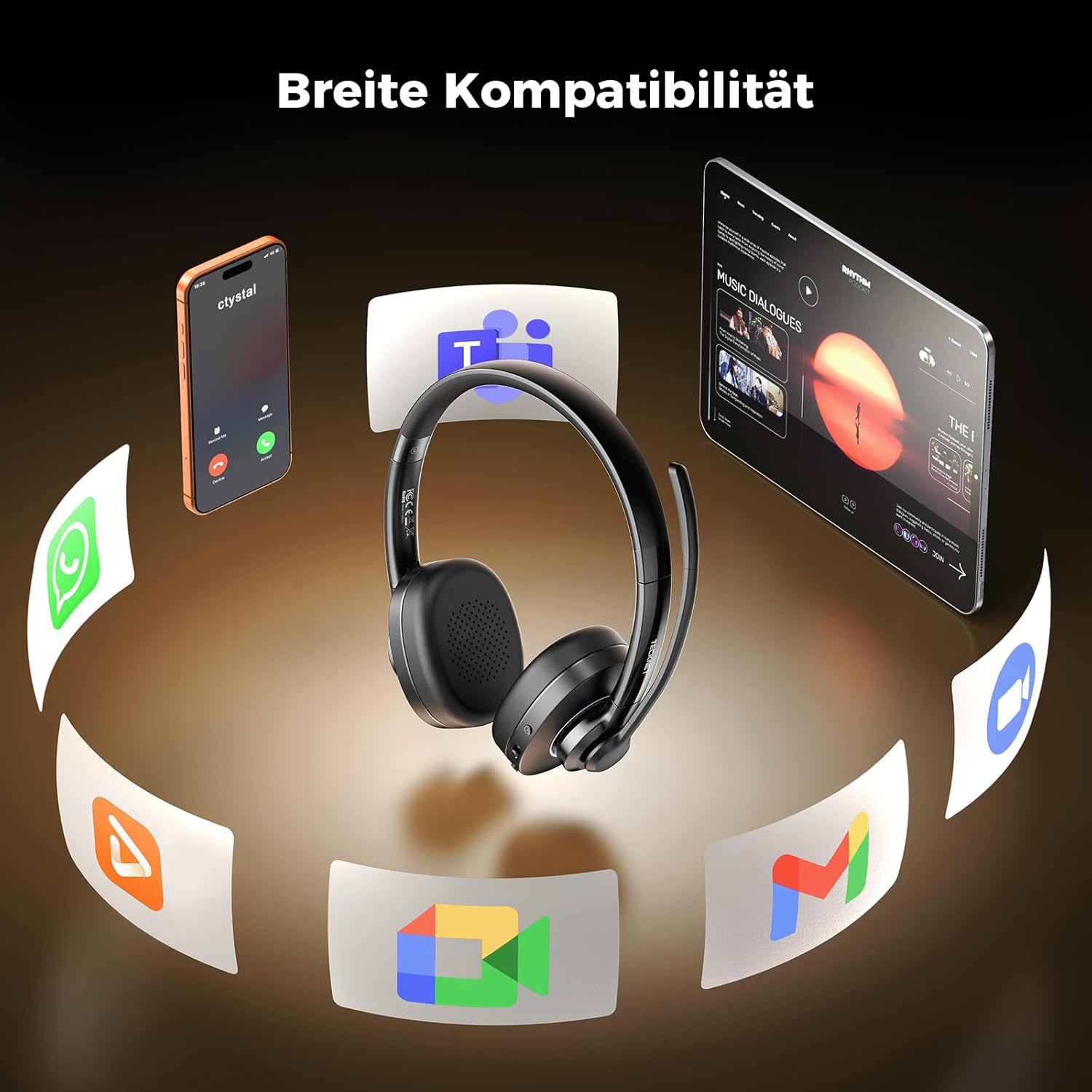 Thumbnail 6 de TECKNET V6.0 Bluetooth Headset mit Mikrofon (Dual-Mode, ANC, USB-C Dongle)