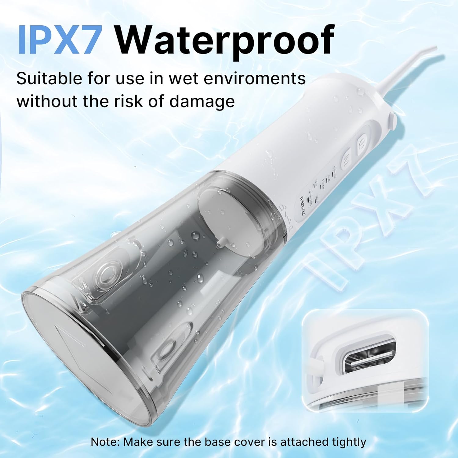 Thumbnail 5 de TUREWELL Cordless Water Flosser (310 ml) with 5 Modes, IPX7 Waterproof and 4 Jet Tips (White)