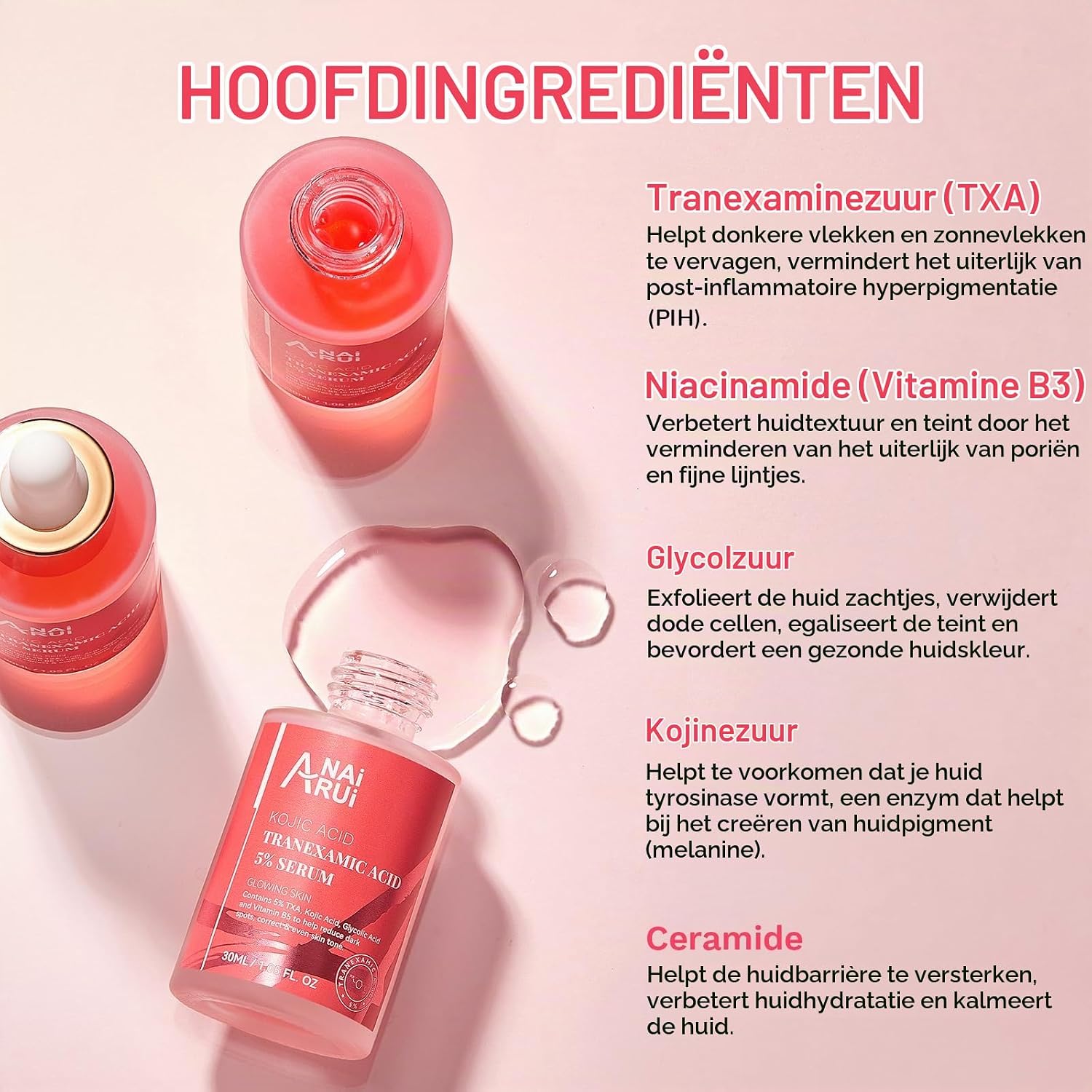 Thumbnail 2 de ANAI RUI 5% tranexaminezuurserum met glycolzuur en kojiczuur, 30 ml