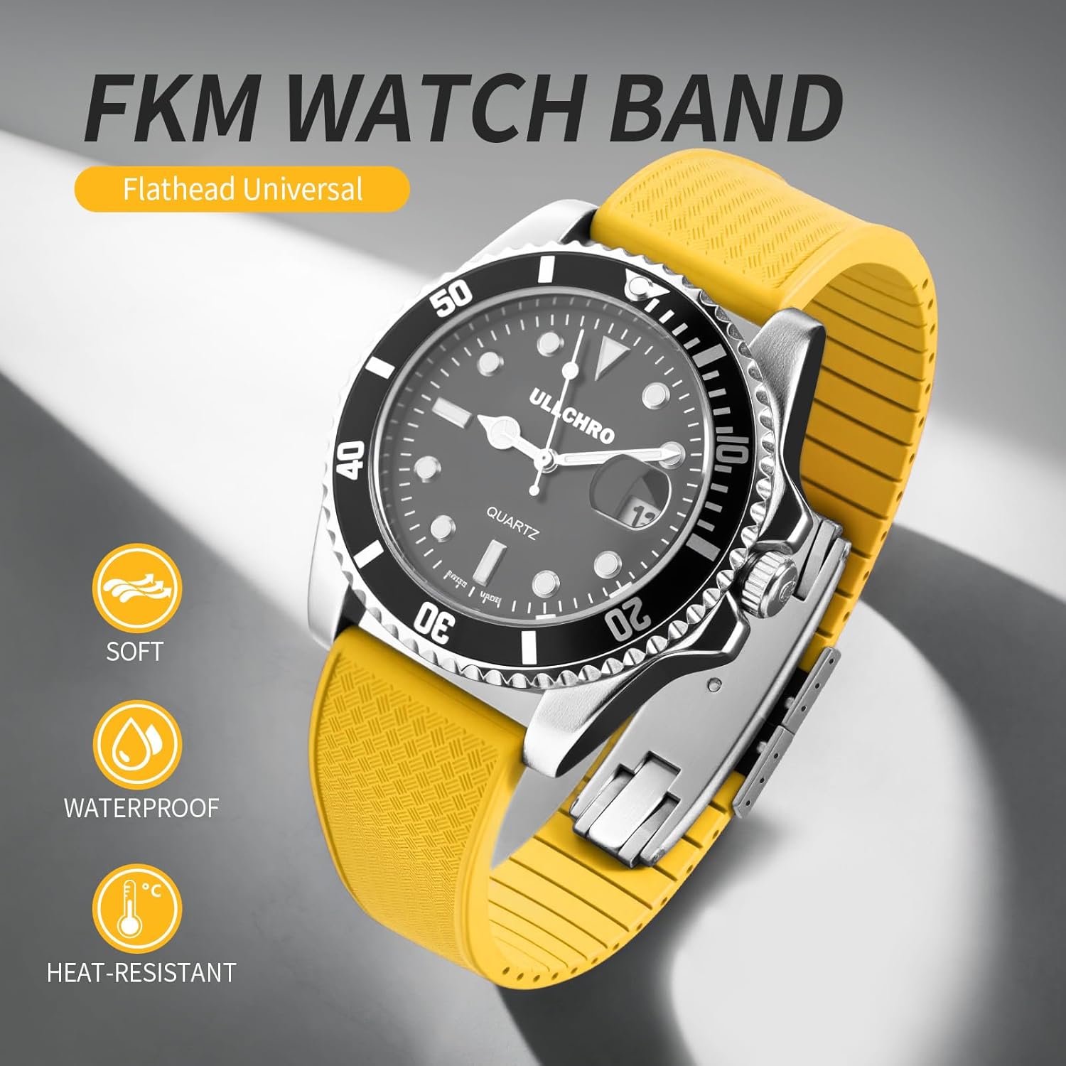 Thumbnail 1 de ULLCHRO Uhrenarmband aus FKM (Fluorelastomer) mit Schnellverschluss, 20/22 mm