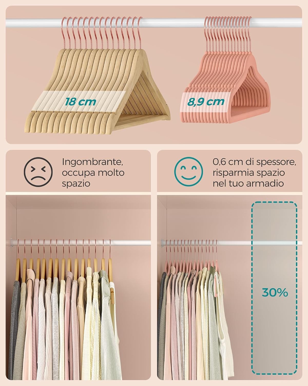 Detalle de SONGMICS Grucce Velluto 30 pezzi 41,5 cm