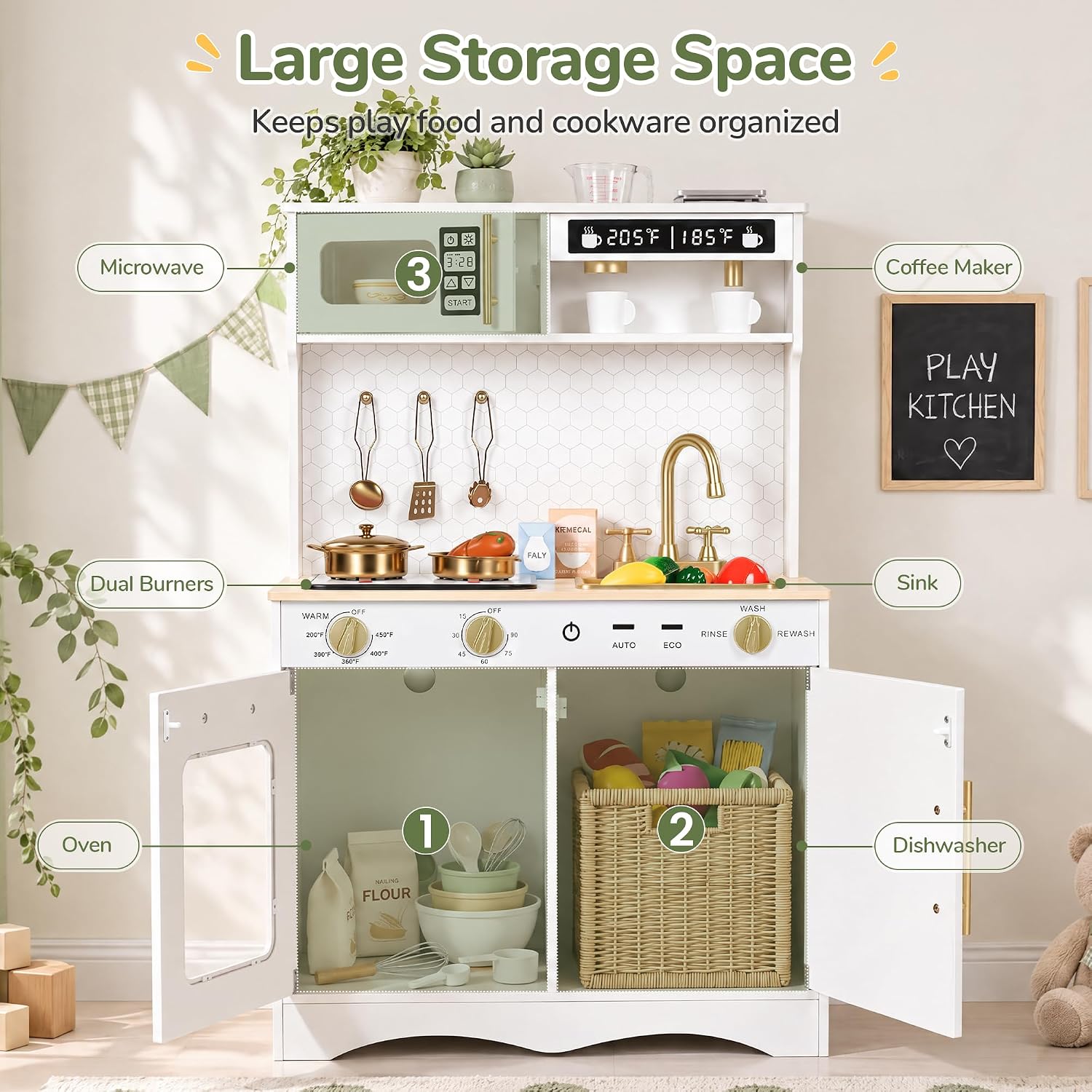 Detalle 2 de Wooden Play Kitchen with Real Lights and Sounds