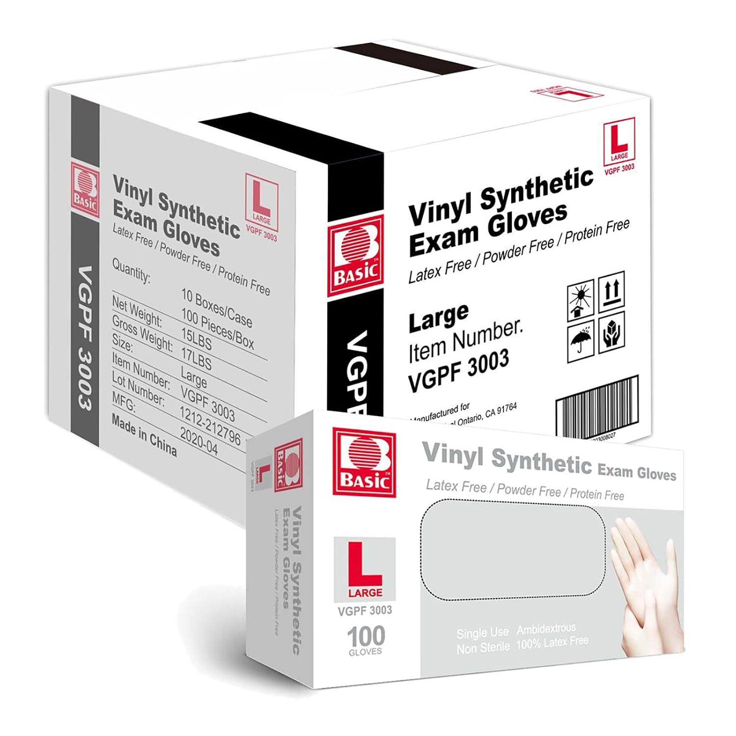 Detalle de Basic Medical Vinyl Exam Gloves, Large