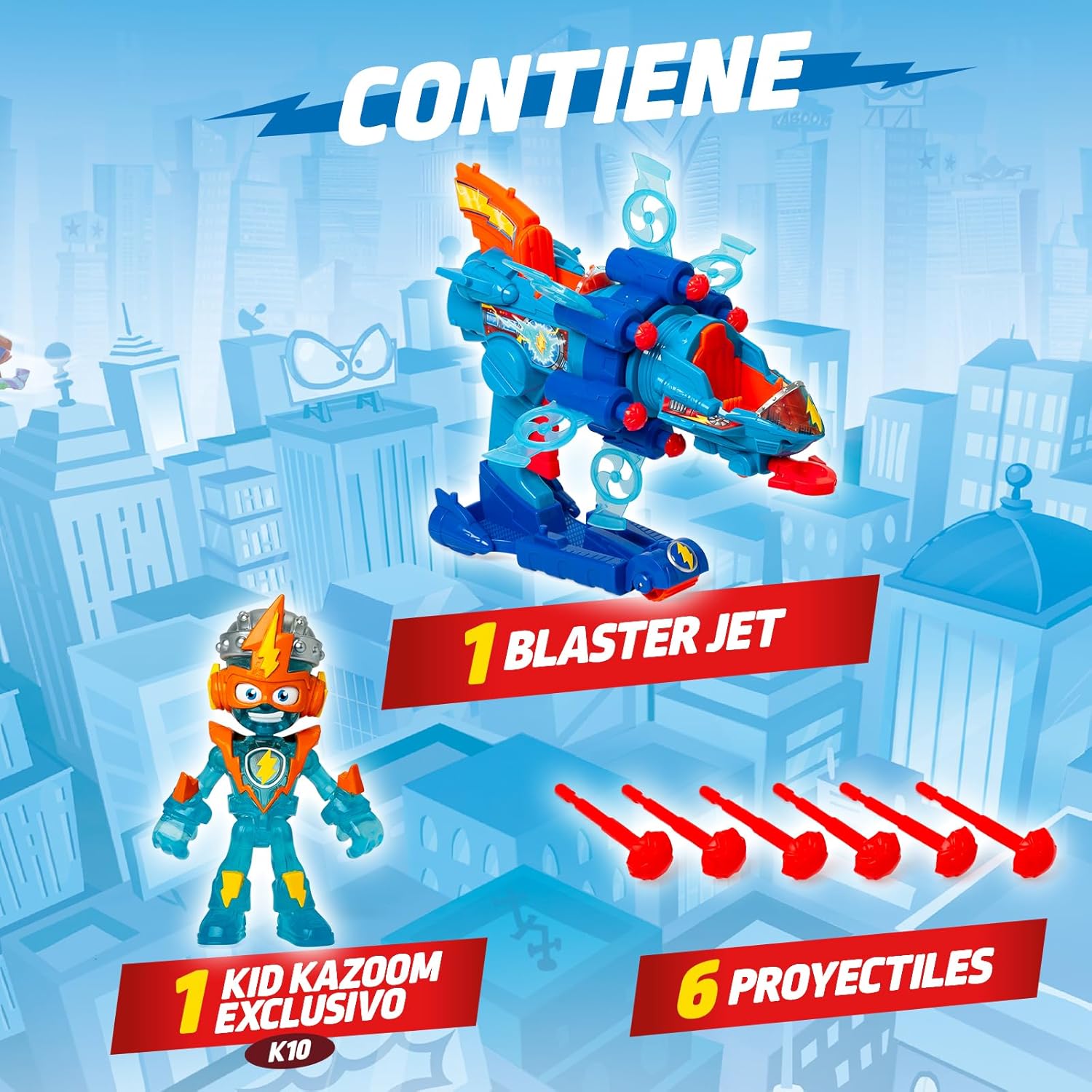 Detalle 2 de SUPERTHINGS KAZOOM Power Blaster Jet 6 proyectiles 🚀