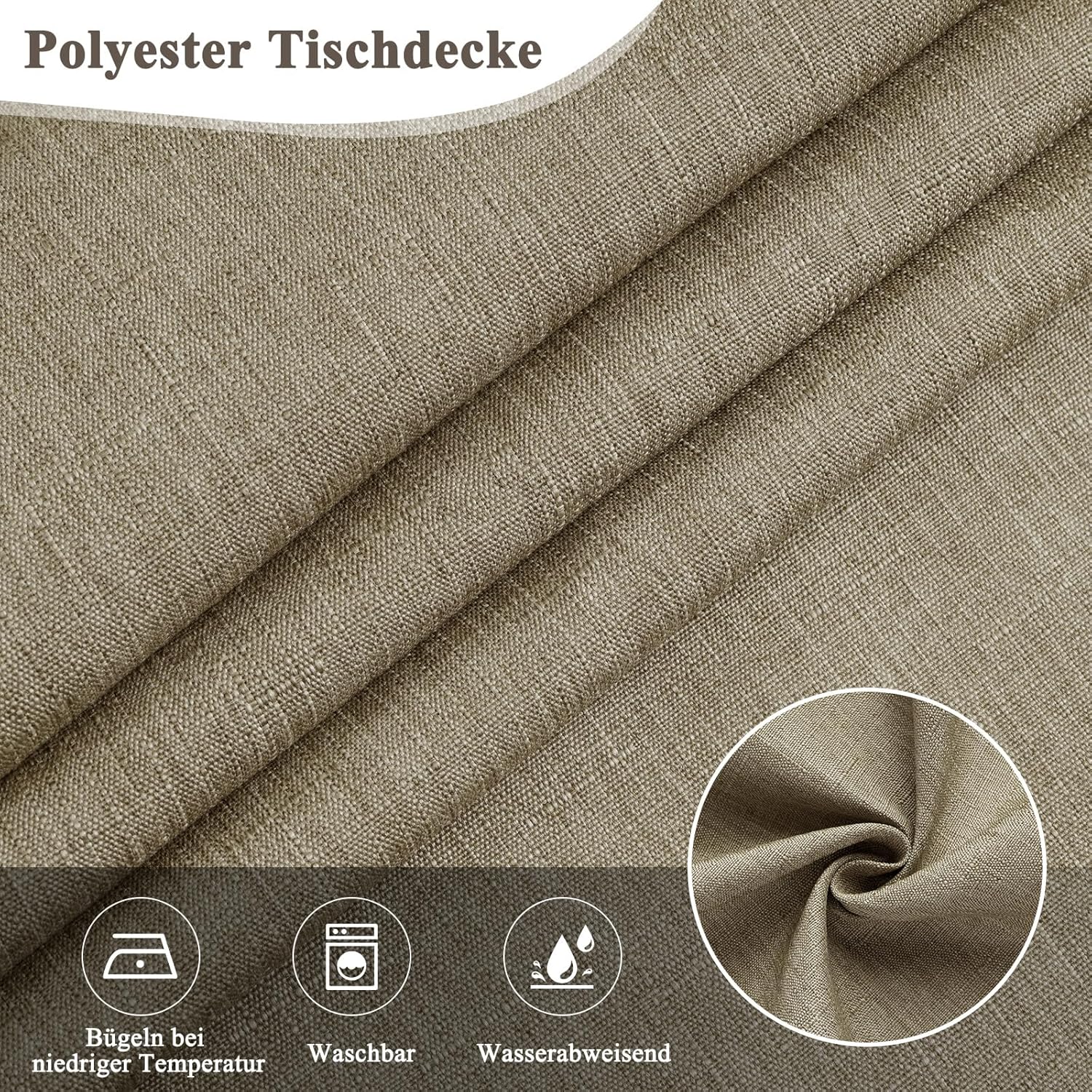 Thumbnail 2 de AooHome Tischdecke Abwaschbar 140x200 cm Kaffee Braun – Leinen-Optik, Wasserabweisend mit Lotuseffekt