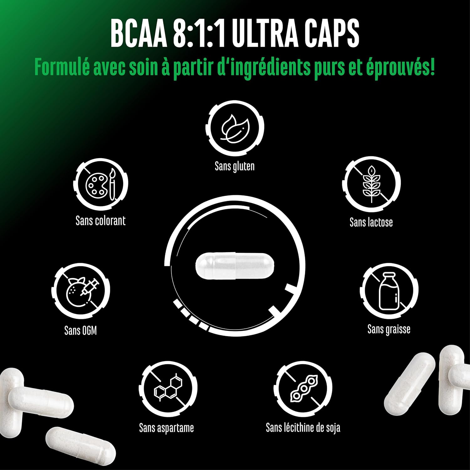 Detalle 2 de GEN GERMAN ELITE BCAA 320 gélules 💊