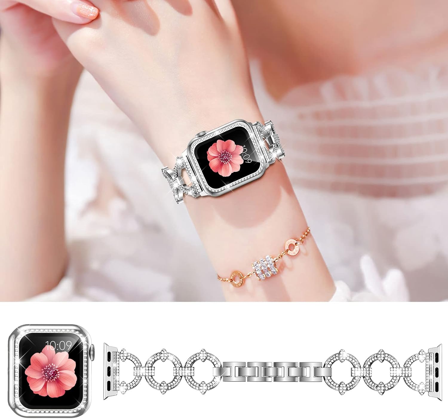 Detalle 2 de Mesime Compatible Apple Watch Band 44mm bling strap