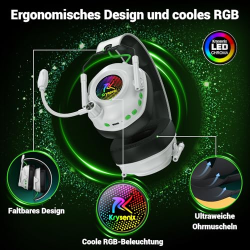 Thumbnail 7 de Krysenix Gaming Headset Wireless mit Mikrofon – 2,4‑GHz/Bluetooth 5.4, 60h Akku, PS5/PS4/PC/Switch