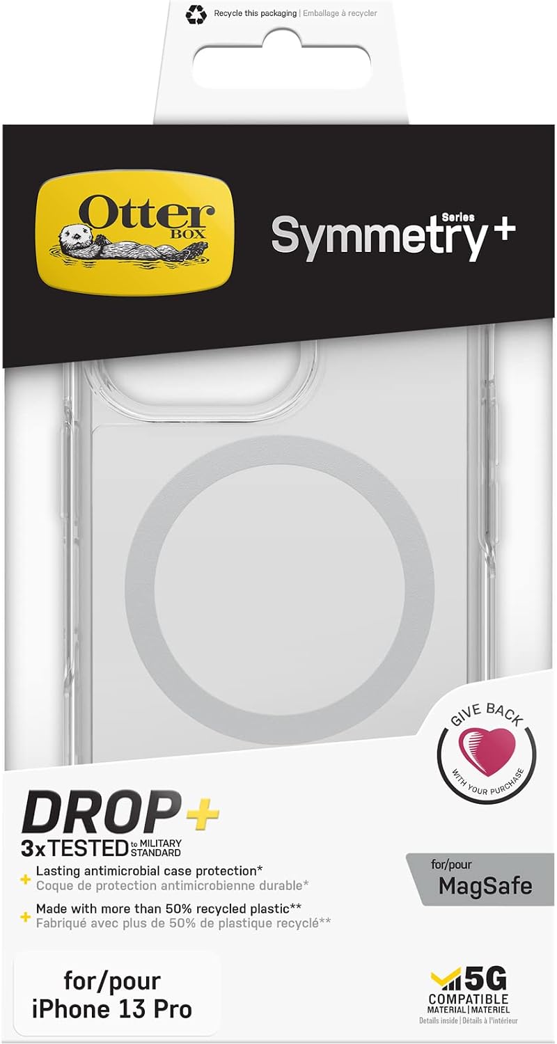 Detalle de OtterBox Symmetry+ Clear con MagSafe per iPhone 13 Pro: protezione Slim con antimicrobica
