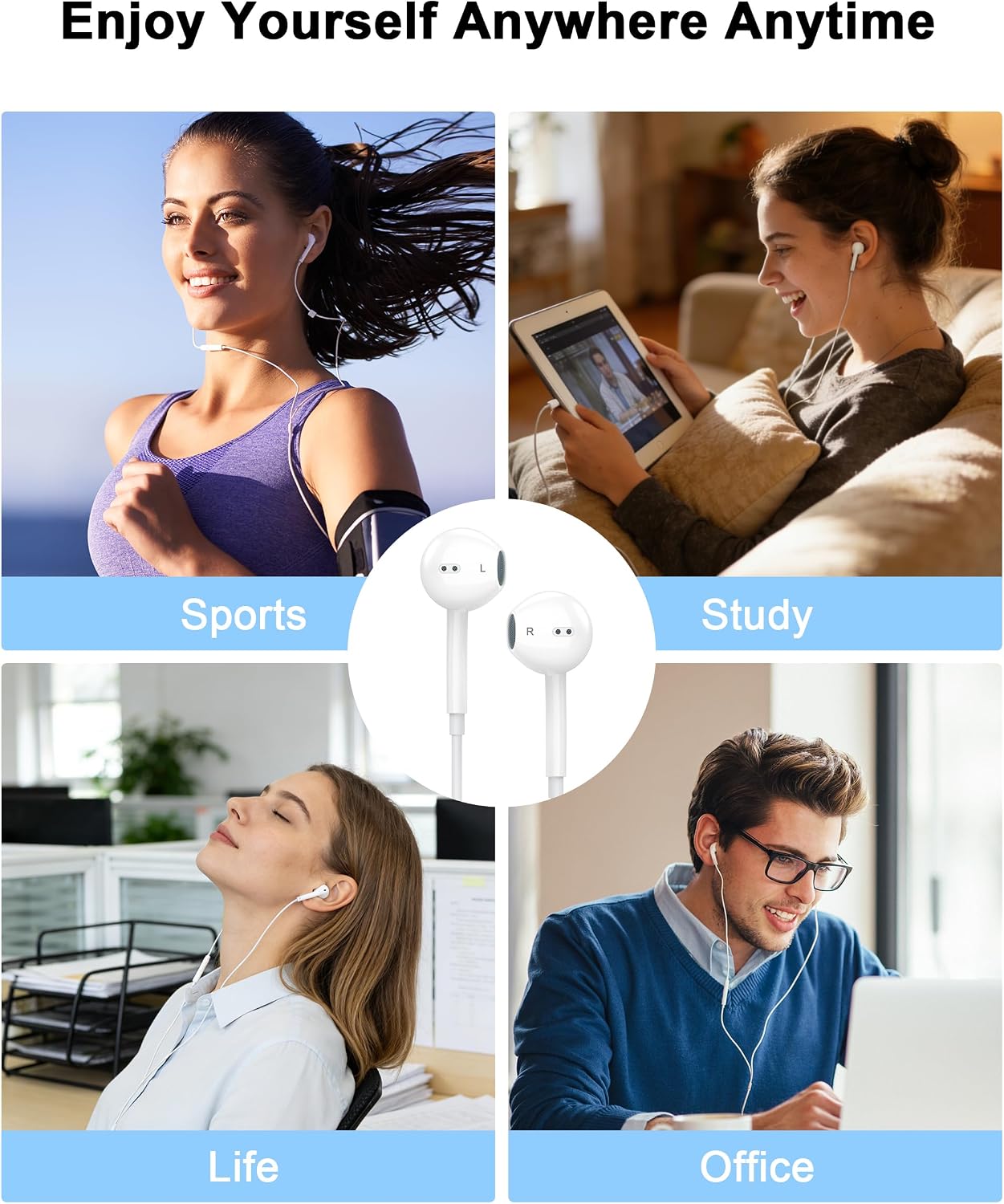 Thumbnail 6 de Apple MFi Certified USB C Earphones Wired for iPhone 17/16/15 (2 Pack) with Mic & Remote – Noise Cancelling Earbuds