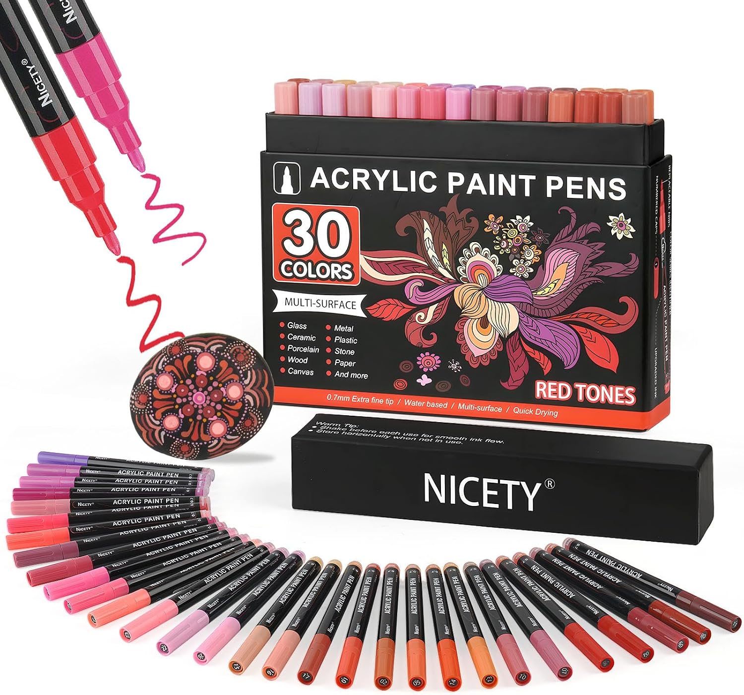 Detalle de NICETY 30Pcs Acrylic Paint Pens Red