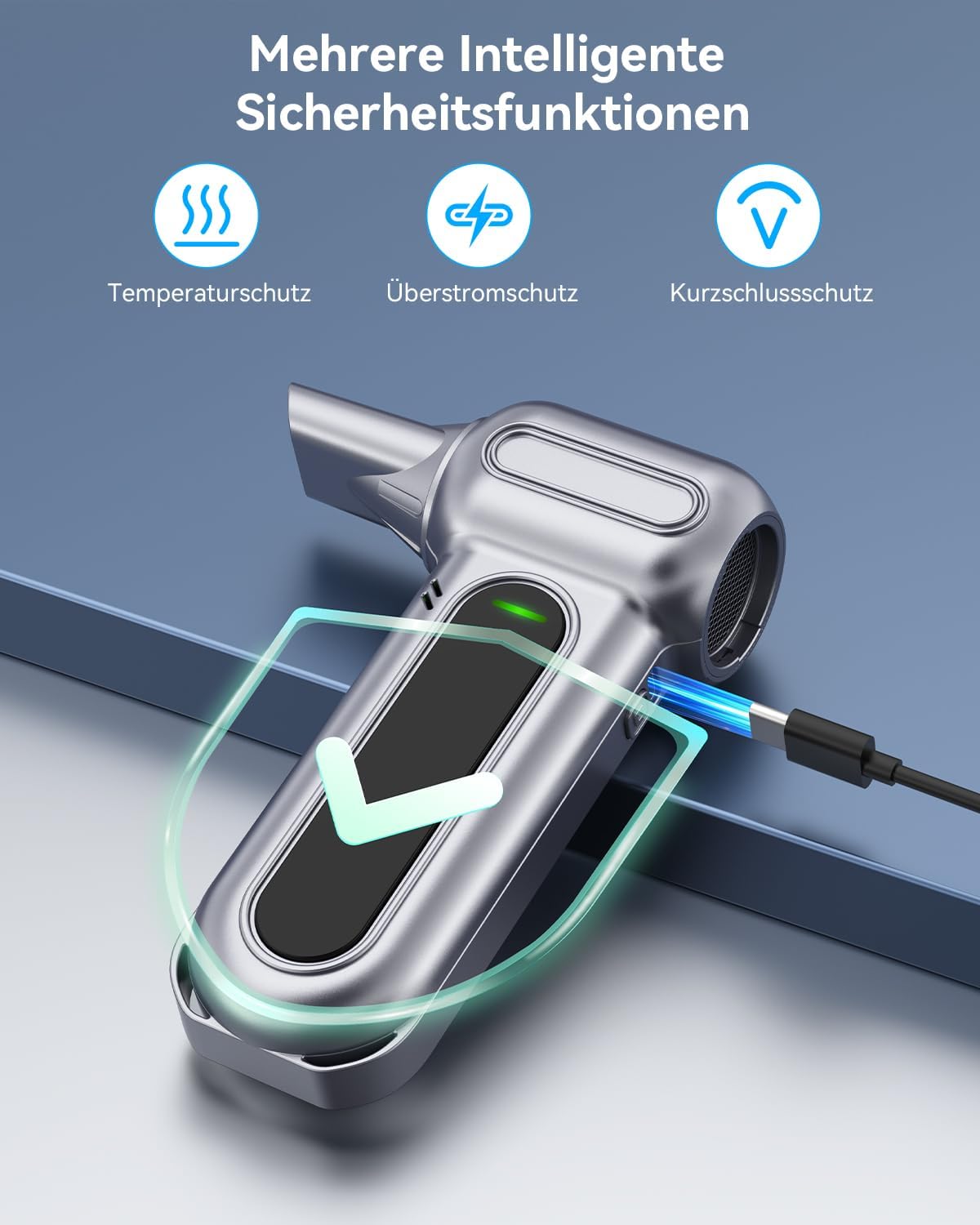 Thumbnail 4 de orantronx Elektrische Staubgebläse (Air Duster) mit 200.000 U/Min, 4 Geschwindigkeiten & LED – Akku-Druckluft für PC, Tastatur, Auto