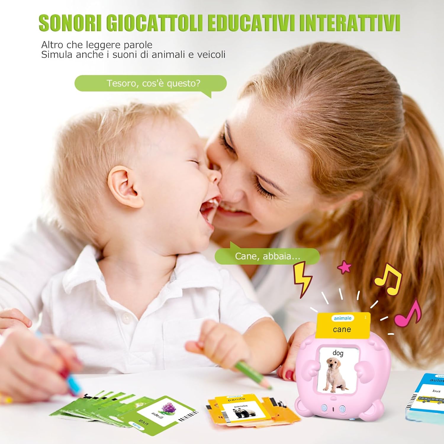 Detalle de Talking Flash Cards 510 Parole – Schede Parlanti per Bambini 3+ (Rosa, Italiano)