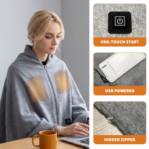 Detalle 1 de JYQOQH USB Heated Blanket with Zipper, 200 x 70cm, 8 Heating Zones