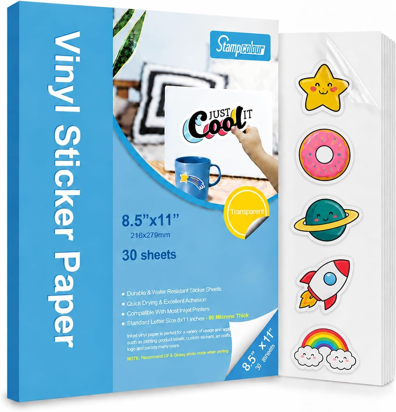 Detalle de Stampcolour Clear Printable Sticker Paper, 30 Sheets