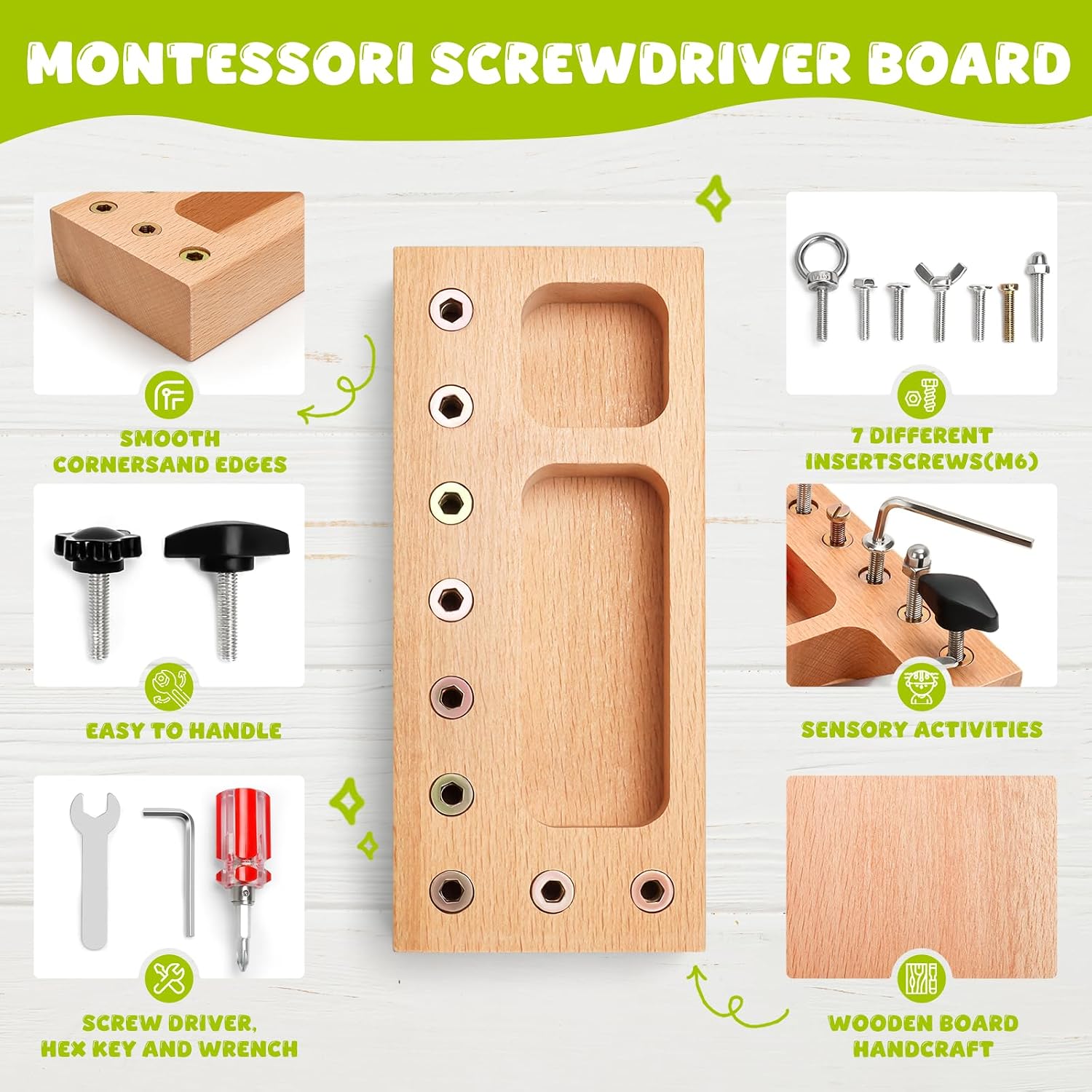 Detalle de TenFans Montessori screwdriver board for fine motor