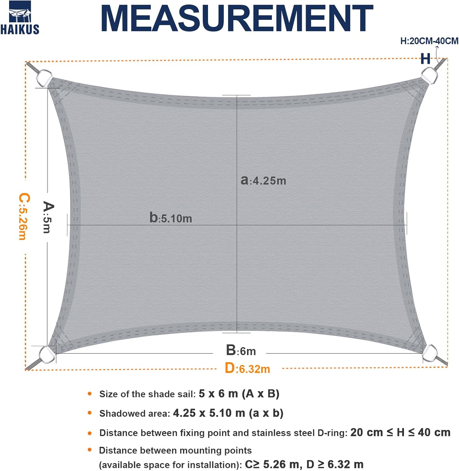 Thumbnail 3 de HaiKus Tenda a Vela Impermeabile Rettangolare 5x6 m – protezione UV 98% per giardino e terrazzo