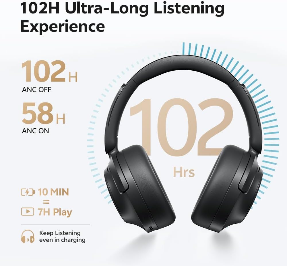 Thumbnail 4 de QCY H3S Cuffie Bluetooth Over-Ear con ANC adattiva fino a -56 dB e autonomia fino a 102 ore