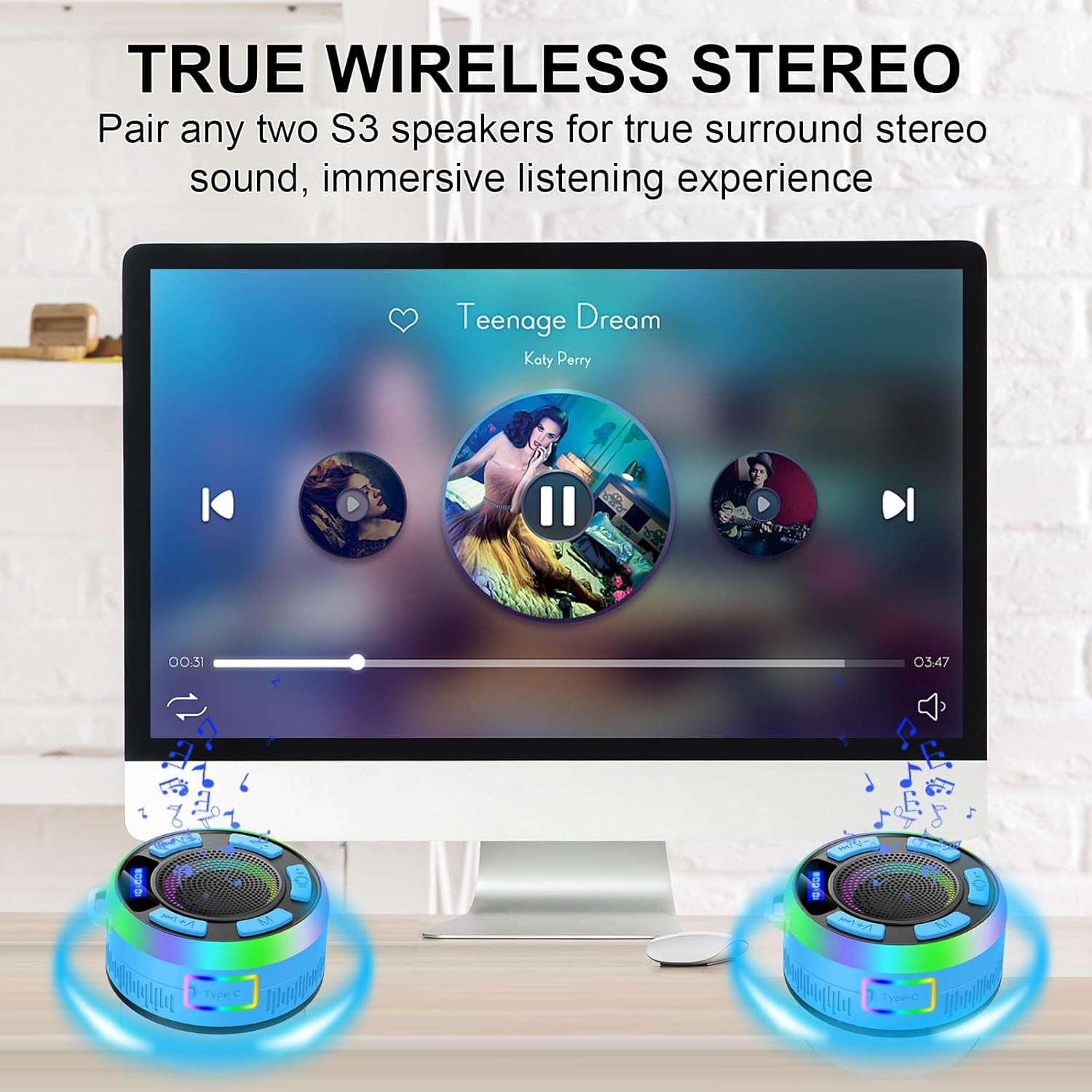 Thumbnail 3 de Bluetooth Shower Speaker with IPX7 Waterproof, Bluetooth 5.3 & HD Stereo Sound (IPX7 Suction Cup, Blue)