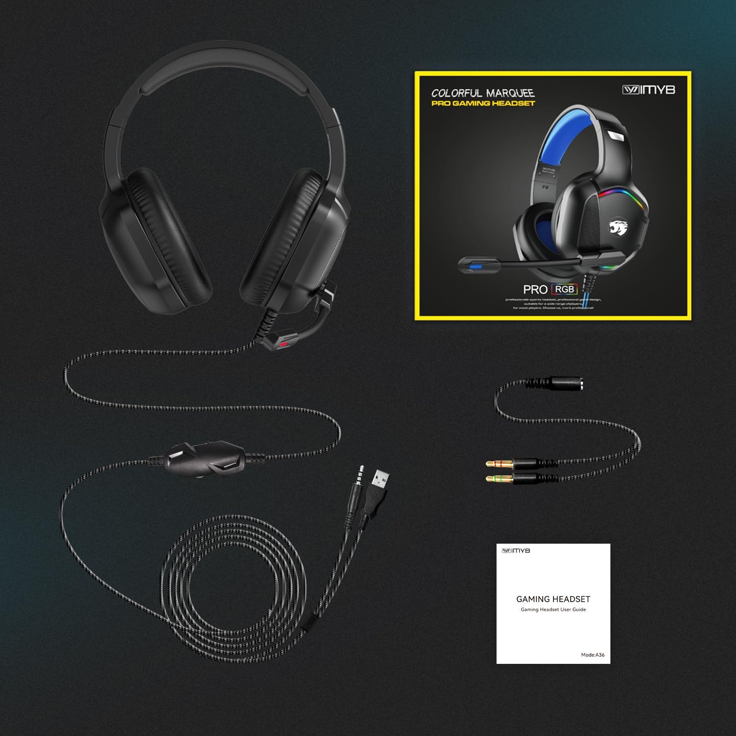 Thumbnail 6 de IMYB A36 Wired Gaming Headset with Mic, RGB and 50 mm Drivers