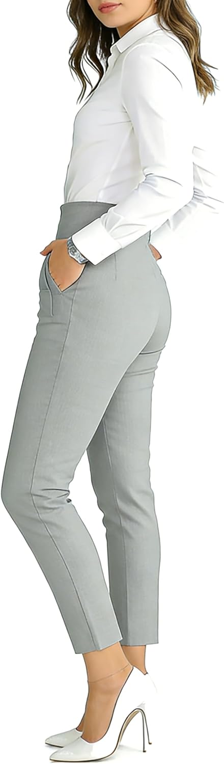 Thumbnail 1 de LOVESHOOT Women’s Stretchy High-Waisted Pleated Straight-Leg Dress Pants