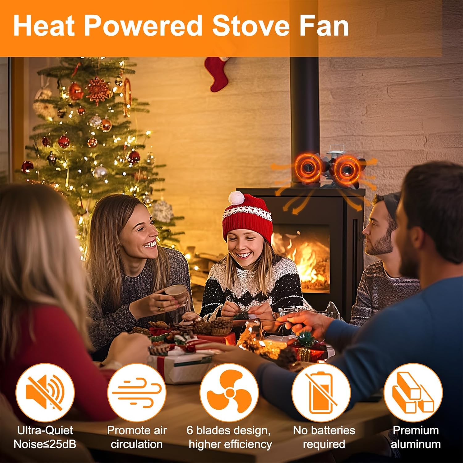 Thumbnail 1 de Hanaoyo twin-motor heat-powered log burner fan with silent double TEG power