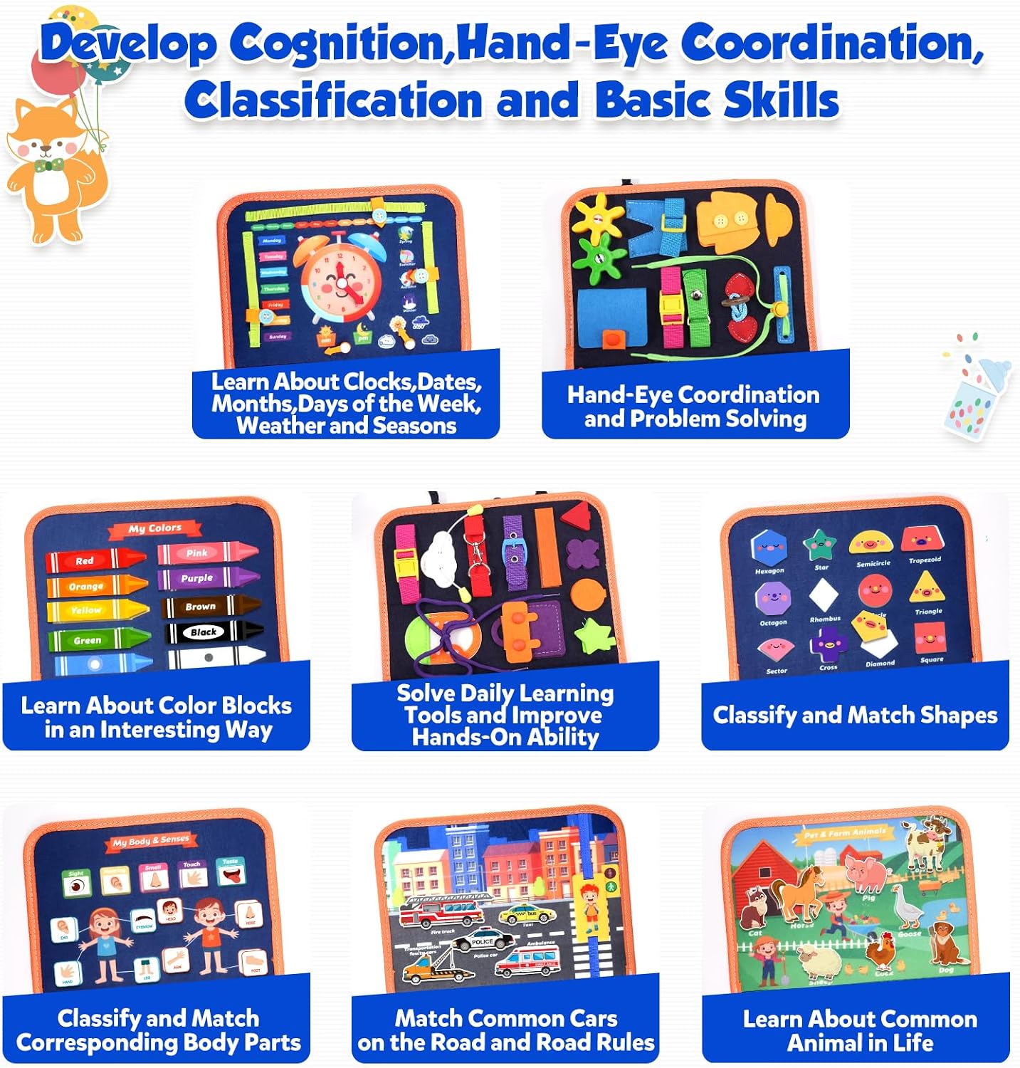 Thumbnail 5 de ZOOI Busy Board Montessori Toy 9 pages