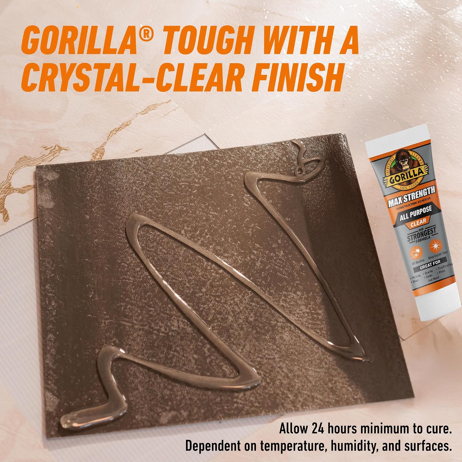 Detalle de Gorilla 120108 Clear Construction Adhesive, All-Weather, Waterproof, 207 mL