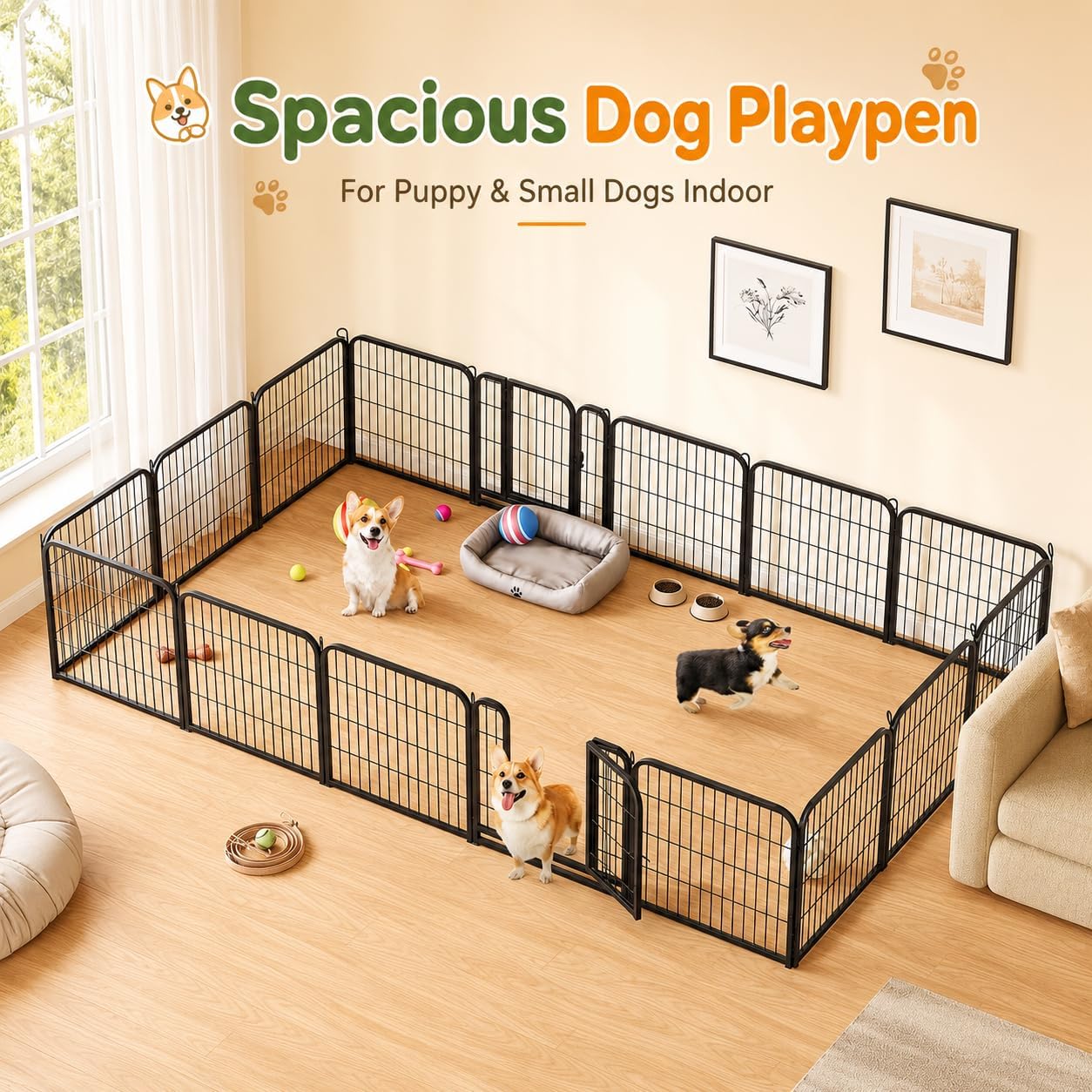 Detalle de Yaheetech dog playpen 12-panel