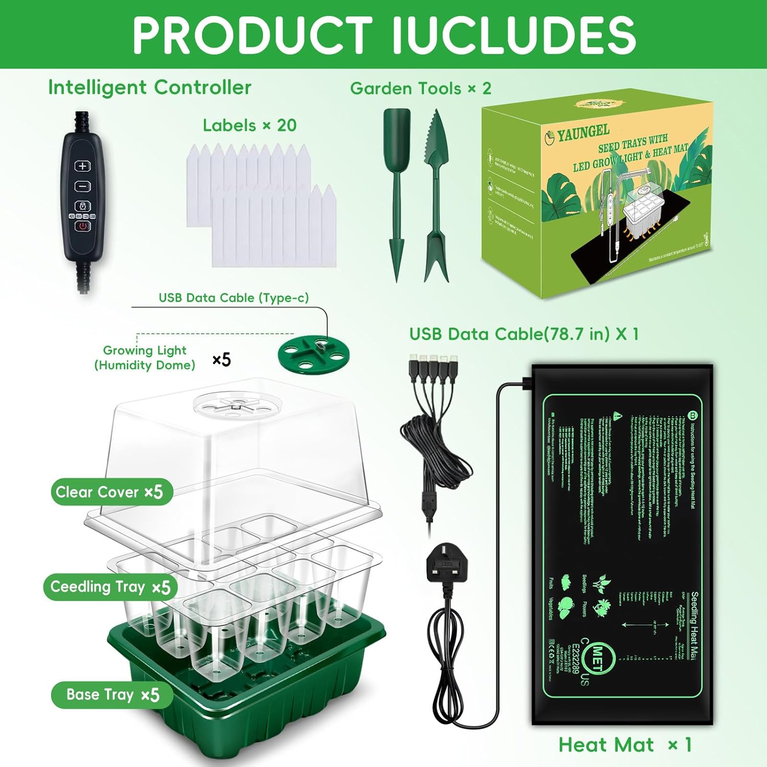 Thumbnail 6 de YAUNGEL Seed Starter Tray with Grow Light